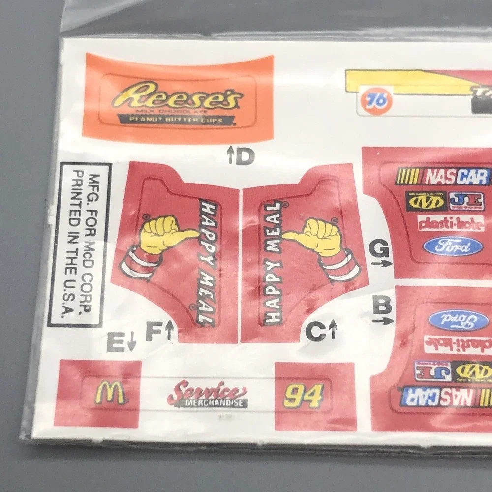 Hot Wheels 1998 McDonald's Taurus Race Car #94 w/ Sticker Sheet Red Diecast 1/64